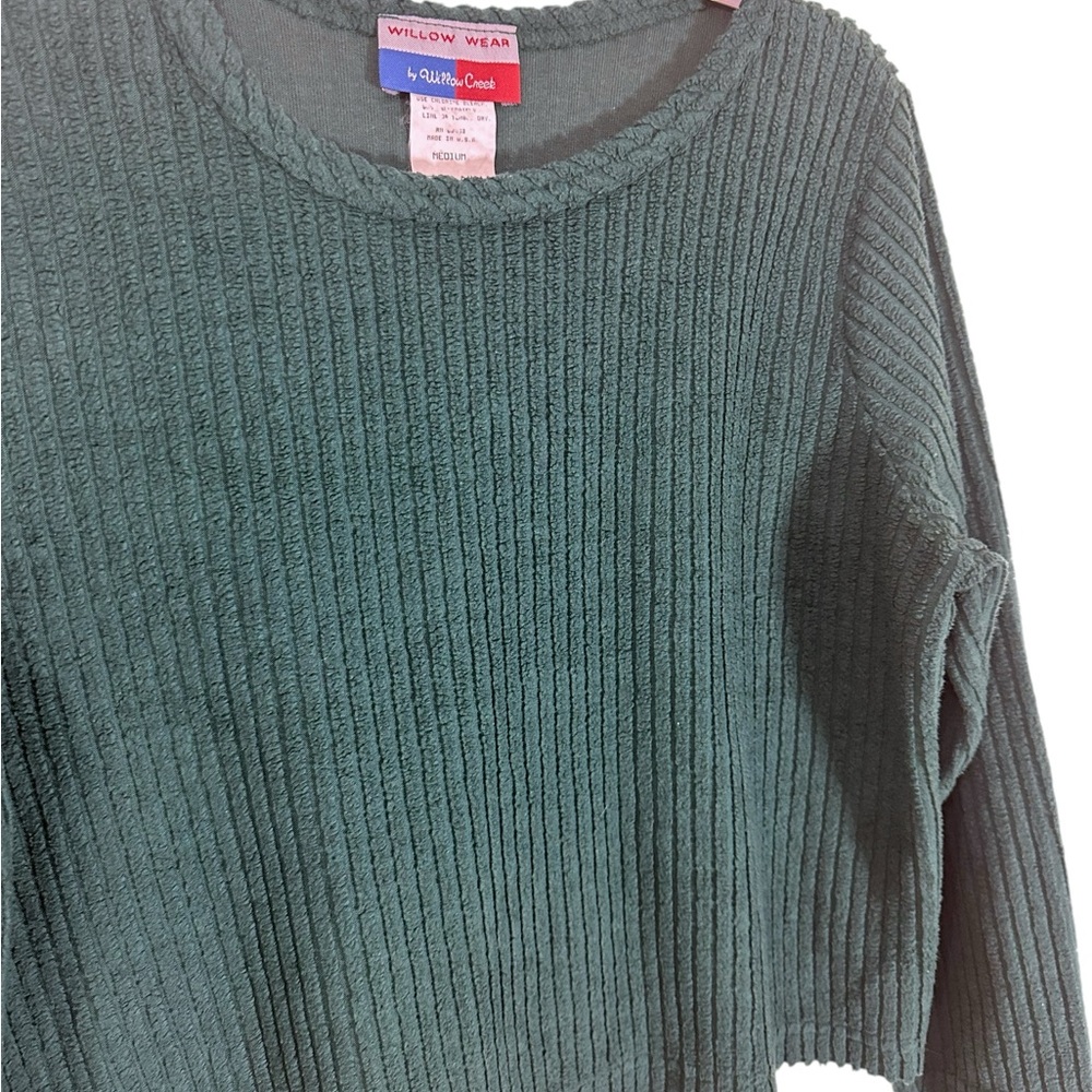 Vintage Women’s | Willow Wear | Womens Emerald Green Long Sleeve Cropped Sweater - Picture 2 of 4